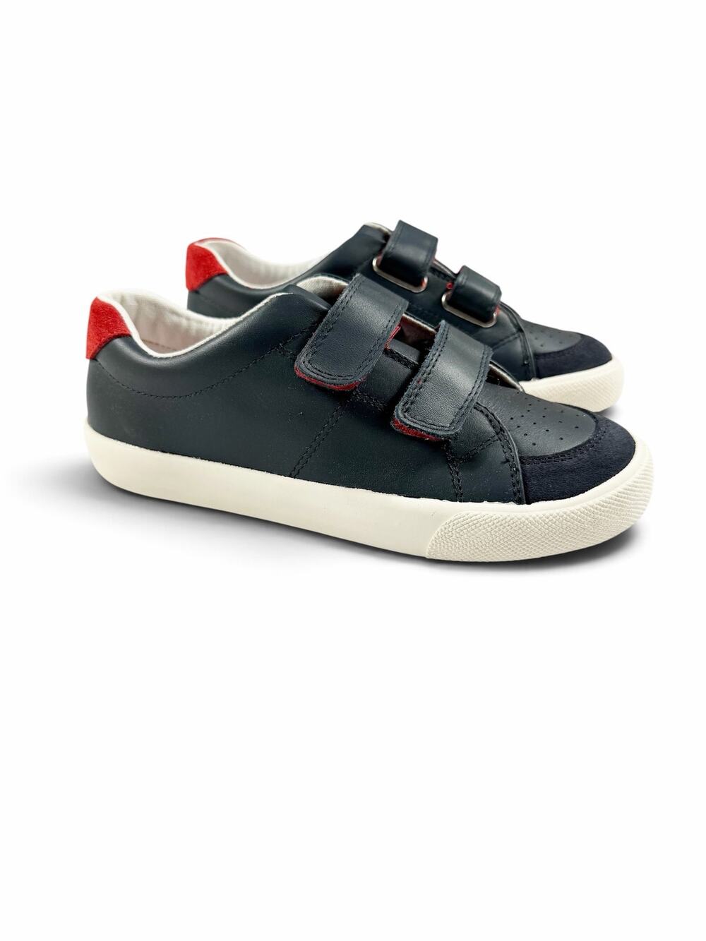 NEW Mini Boden Leather Double Strap Sneakers Navy Red US Kids 2.5 EU 34